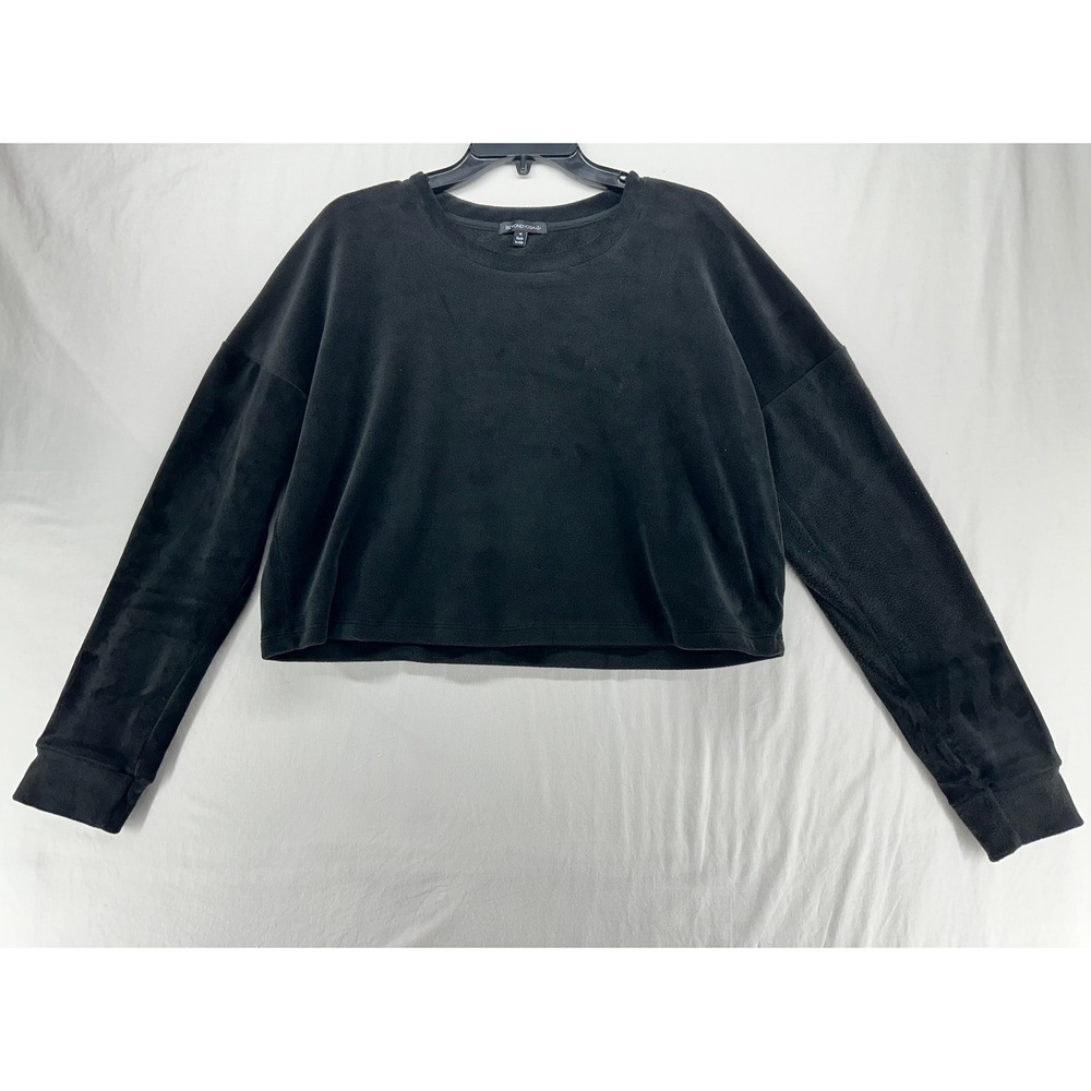 Beyond Yoga Black Velour Cropped Pullover Sweatshirt Women Medium